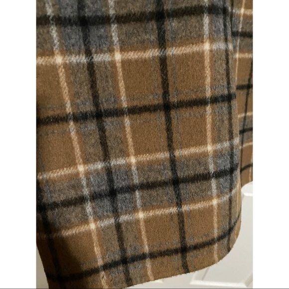 Alexandra Bartlett Brown Blue Plaid Wool Angora Knee A Line Wrap Skirt - Picture 7 of 12